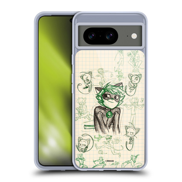 Miraculous Ladybug Sketches Cat Noir Soft Gel Case for Google Pixel 8