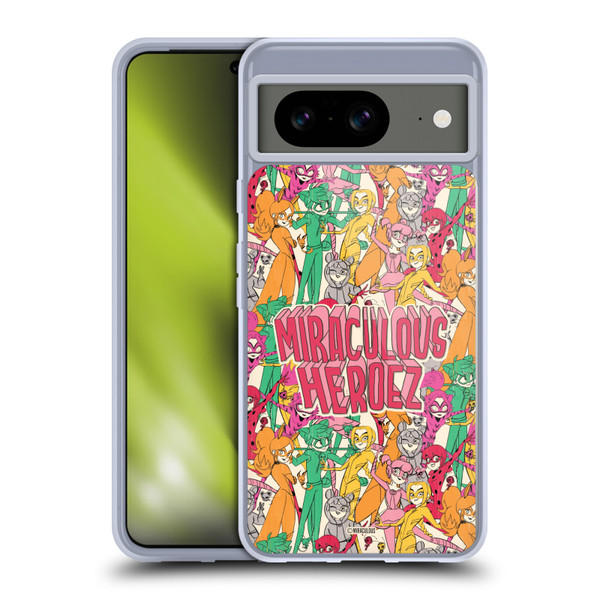 Miraculous Ladybug Sketches Heroes Pattern Soft Gel Case for Google Pixel 8