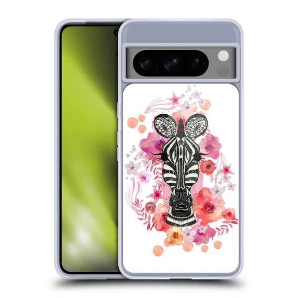 Monika Strigel Animals And Flowers Zebra Soft Gel Case for Google Pixel 8 Pro