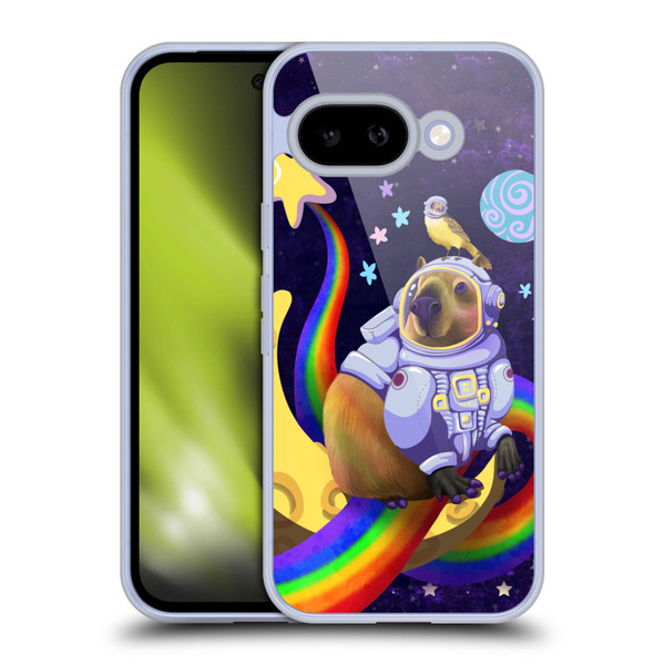 Carla Morrow Rainbow Animals Capybara Sitting On A Moon Soft Gel Case for Google Pixel 9A