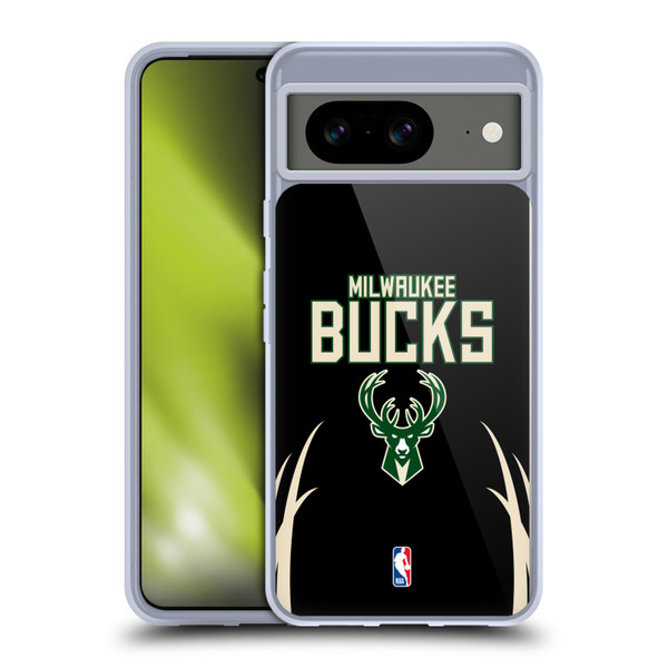 NBA Milwaukee Bucks Logo Black Design Soft Gel Case for Google Pixel 8