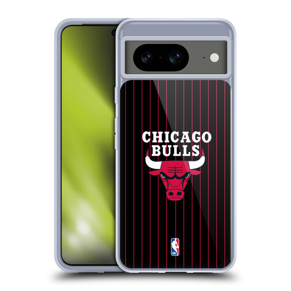 NBA Chicago Bulls Logo Black Pinstripe Design Soft Gel Case for Google Pixel 8