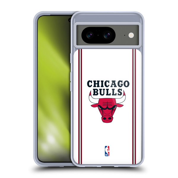 NBA Chicago Bulls Logo White Design Soft Gel Case for Google Pixel 8