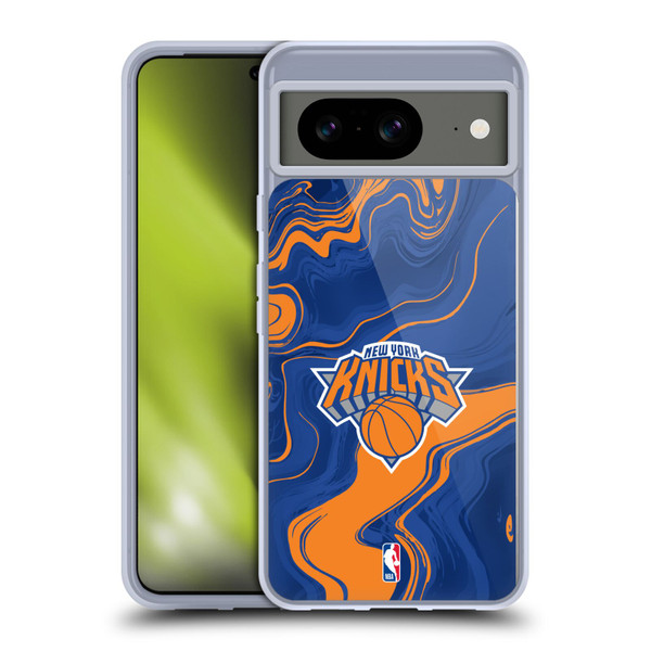 NBA New York Knicks Marble Agates Soft Gel Case for Google Pixel 8