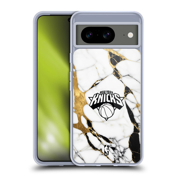 NBA New York Knicks White Marble Soft Gel Case for Google Pixel 8
