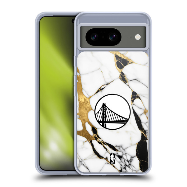 NBA Golden State Warriors White Marble Soft Gel Case for Google Pixel 8
