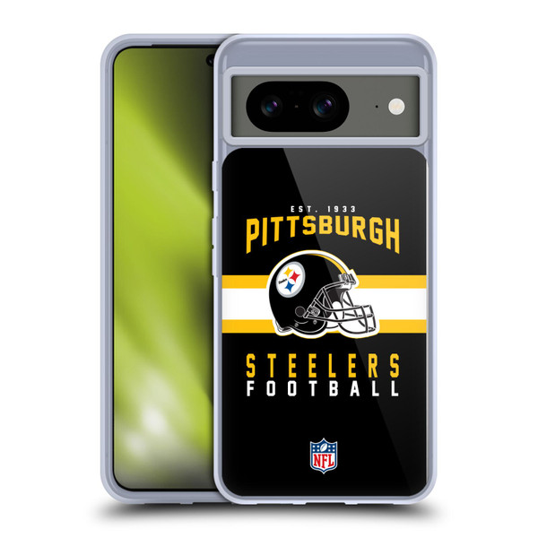 NFL Pittsburgh Steelers Graphics Helmet Typography Soft Gel Case for Google Pixel 8