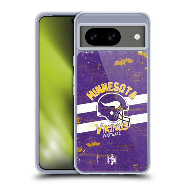 NFL Minnesota Vikings Logo Art Helmet Distressed Soft Gel Case for Google Pixel 8