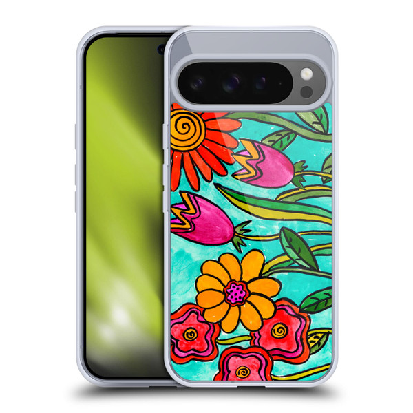 Wyanne Nature Funky Flowers Soft Gel Case for Google Pixel 9 Pro XL