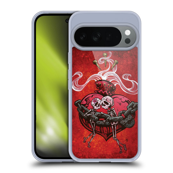 David Lozeau Colourful Grunge Skull With Heart Soft Gel Case for Google Pixel 10