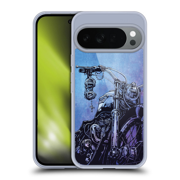 David Lozeau Skeleton Grunge Motorcycle Soft Gel Case for Google Pixel 10