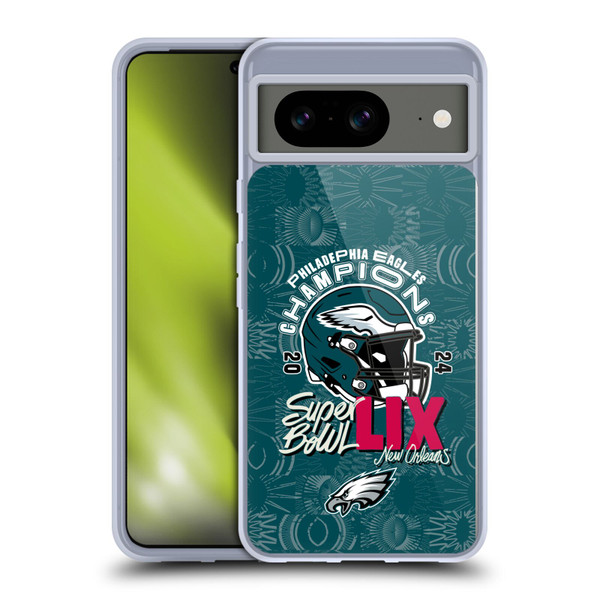 NFL 2025 Super Bowl LIX Champions Eagles Helmet With Pattern Soft Gel Case for Google Pixel 8