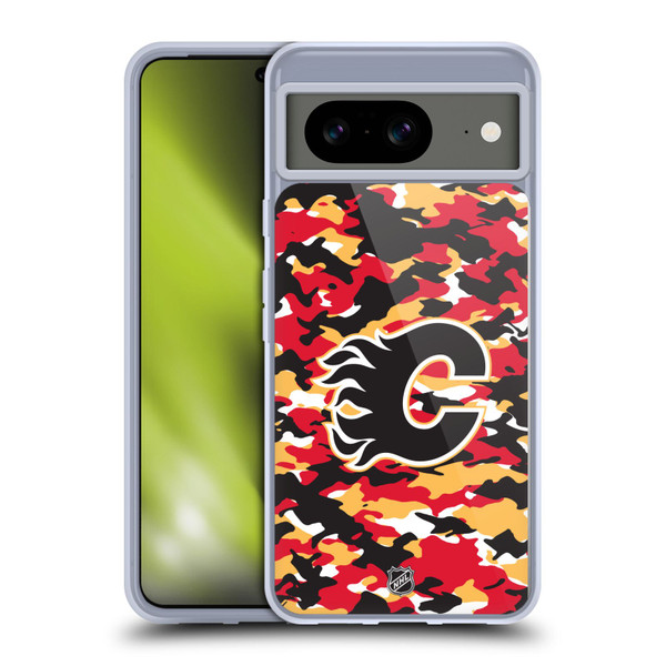 NHL Calgary Flames Camouflage Soft Gel Case for Google Pixel 8