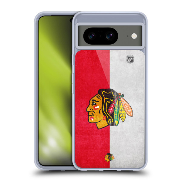 NHL Chicago Blackhawks Half Distressed Soft Gel Case for Google Pixel 8