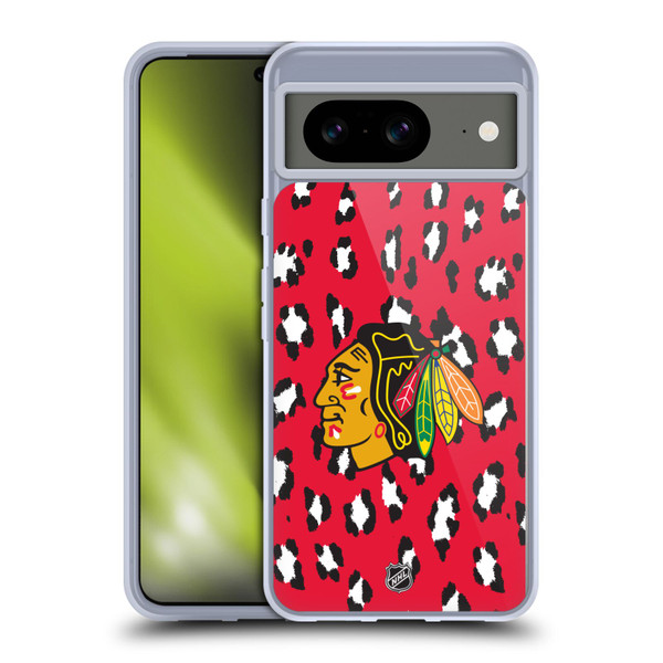 NHL Chicago Blackhawks Leopard Patten Soft Gel Case for Google Pixel 8