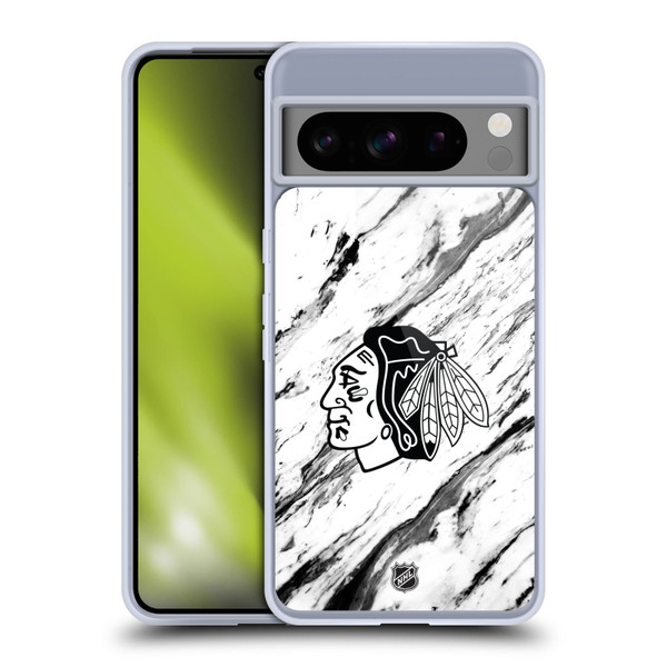 NHL Chicago Blackhawks Marble Soft Gel Case for Google Pixel 8 Pro
