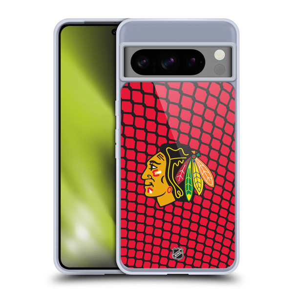 NHL Chicago Blackhawks Net Pattern Soft Gel Case for Google Pixel 8 Pro