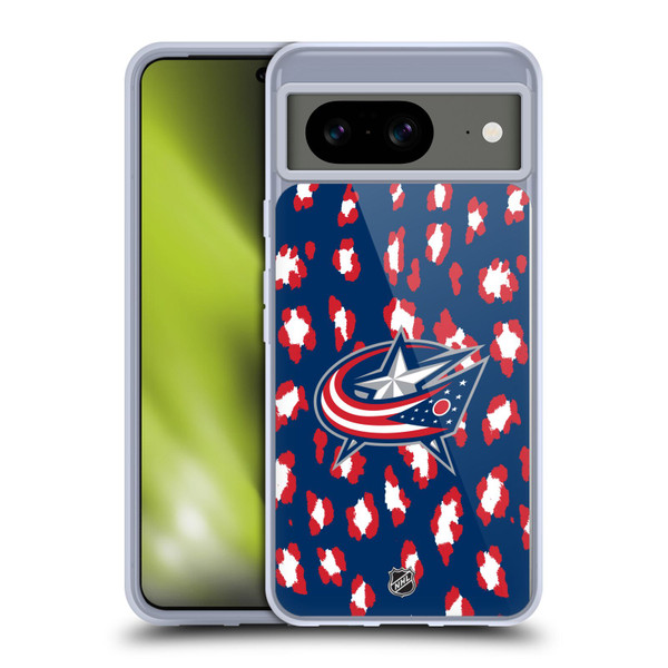 NHL Columbus Blue Jackets Leopard Pattern Soft Gel Case for Google Pixel 8