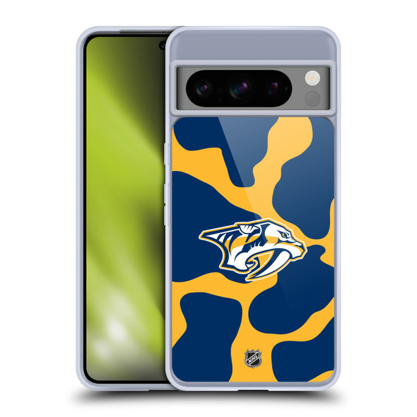 NHL Nashville Predators Cow Pattern Soft Gel Case for Google Pixel 8 Pro