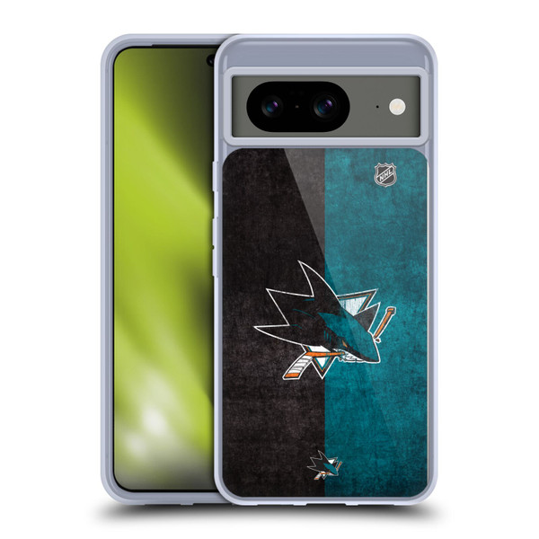 NHL San Jose Sharks Half Distressed Soft Gel Case for Google Pixel 8