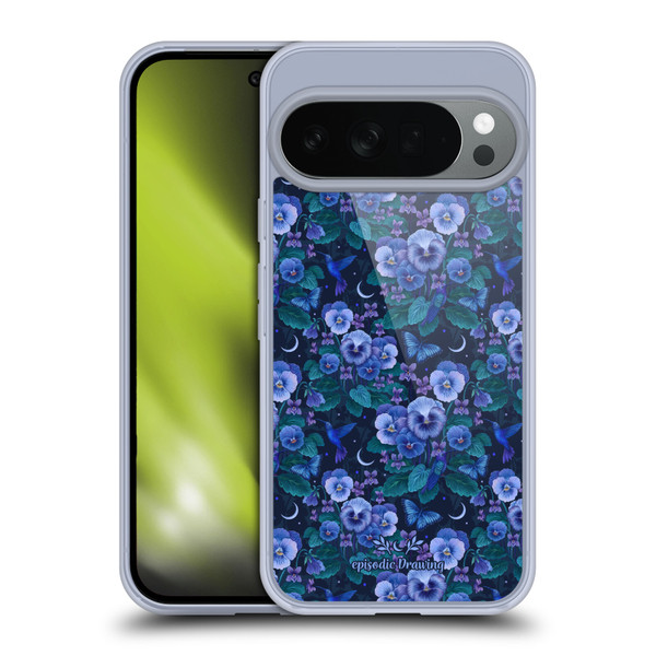 Episodic Drawing Florals & Serpents Violet Blue Flowers Soft Gel Case for Google Pixel 10