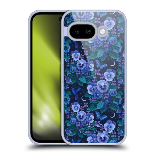 Episodic Drawing Florals & Serpents Violet Blue Flowers Soft Gel Case for Google Pixel 9A
