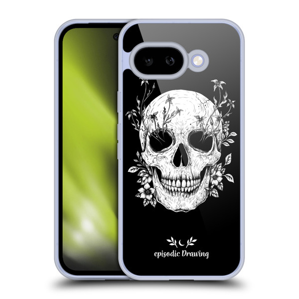 Episodic Drawing Mix Illustrations Floral Skull Soft Gel Case for Google Pixel 9A