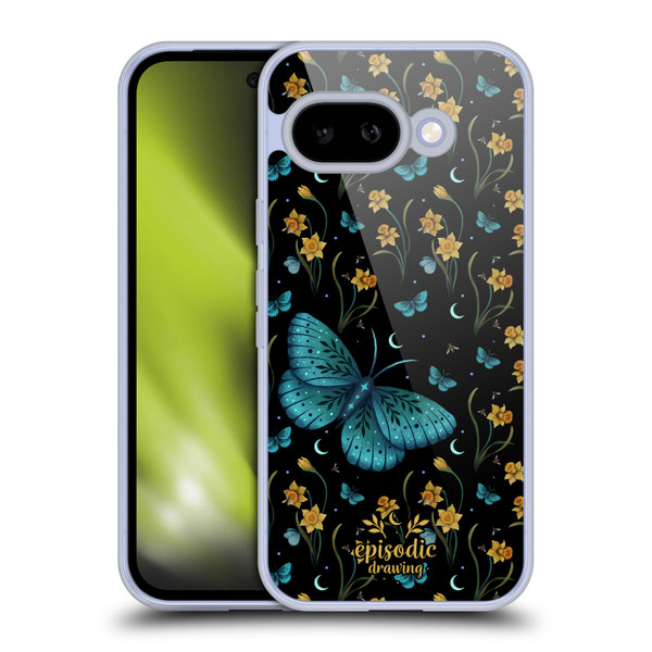 Episodic Drawing Moth Patterns Daffodil Flowers Soft Gel Case for Google Pixel 9A
