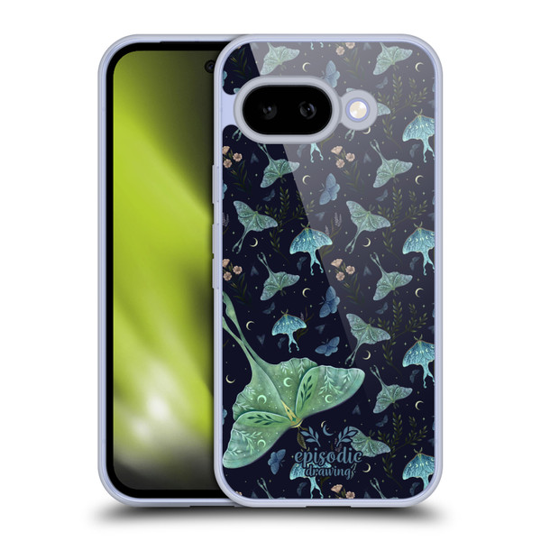 Episodic Drawing Moth Patterns Green Soft Gel Case for Google Pixel 9A