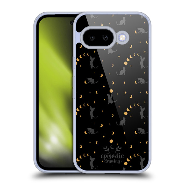 Episodic Drawing Spooky Patterns Black Cat Soft Gel Case for Google Pixel 9A