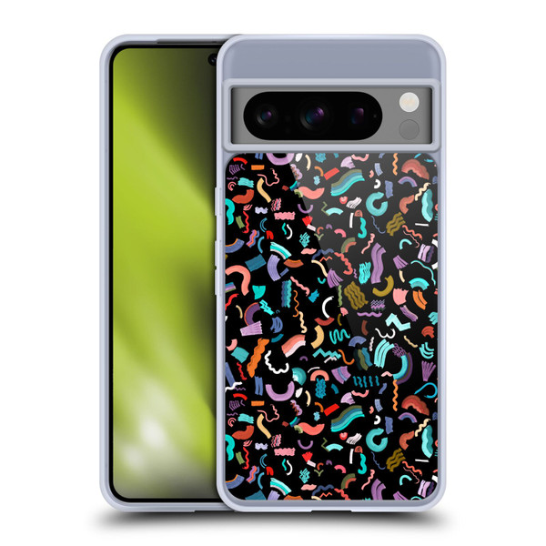 Ninola Patterns Cute Curly Shapes Black Soft Gel Case for Google Pixel 8 Pro