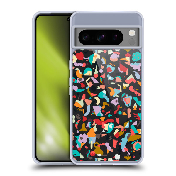Ninola Patterns Imaginary Geo Animals Black Soft Gel Case for Google Pixel 8 Pro