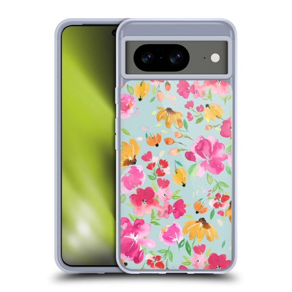 Ninola Spring Floral Flowers Blue Soft Gel Case for Google Pixel 8