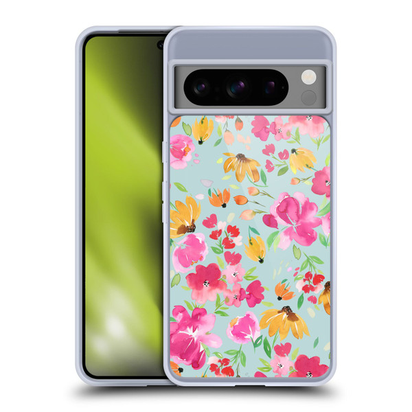 Ninola Spring Floral Flowers Blue Soft Gel Case for Google Pixel 8 Pro