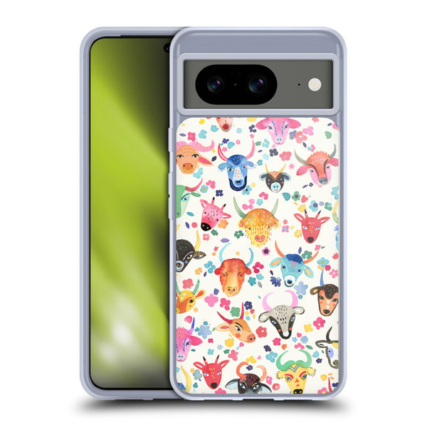 Ninola Watercolor Patterns Cute Ox Farm Soft Gel Case for Google Pixel 8