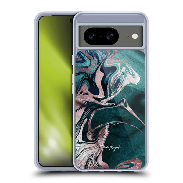 Nature Magick Luxe Gold Marble Metallic Teal Soft Gel Case for Google Pixel 8