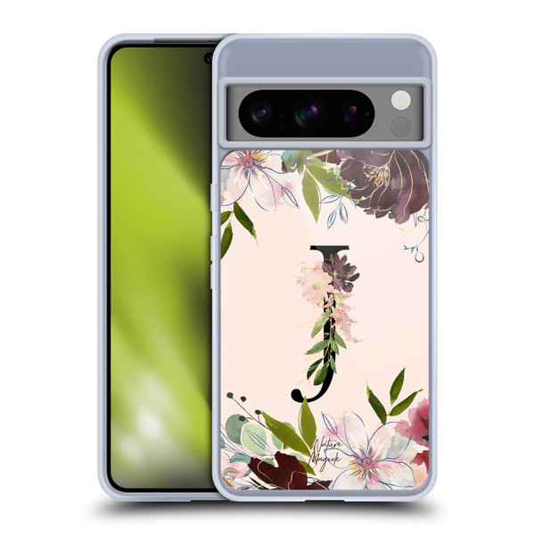 Nature Magick Rose Gold Flowers Monogram 1 Letter J Soft Gel Case for Google Pixel 8 Pro
