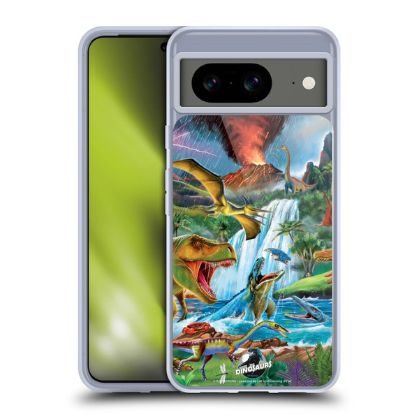P.D. Moreno Dinosaur Scene In The Waters Soft Gel Case for Google Pixel 8