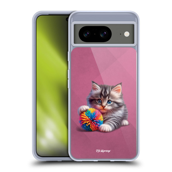P.D. Moreno Play Cat Artwork Spikey Ball Soft Gel Case for Google Pixel 8