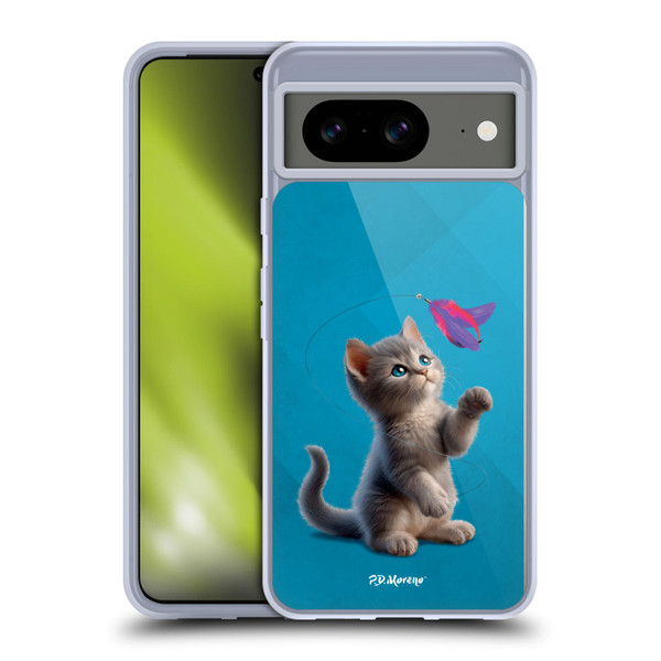 P.D. Moreno Play Cat Artwork Toy Feather Soft Gel Case for Google Pixel 8