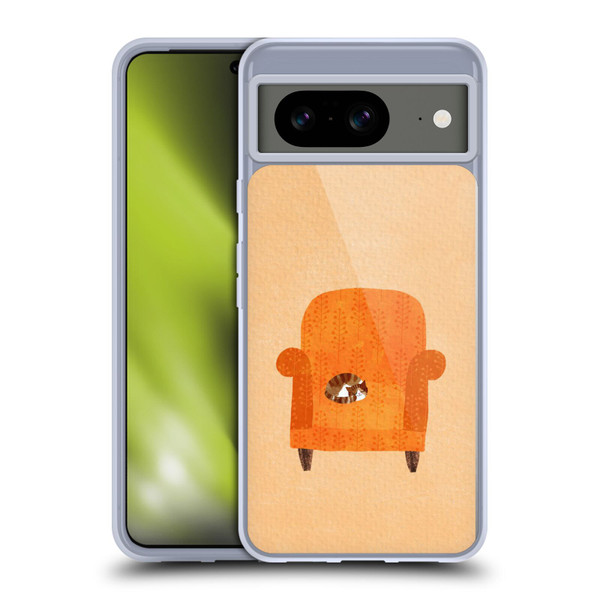 Planet Cat Arm Chair Orange Chair Cat Soft Gel Case for Google Pixel 8