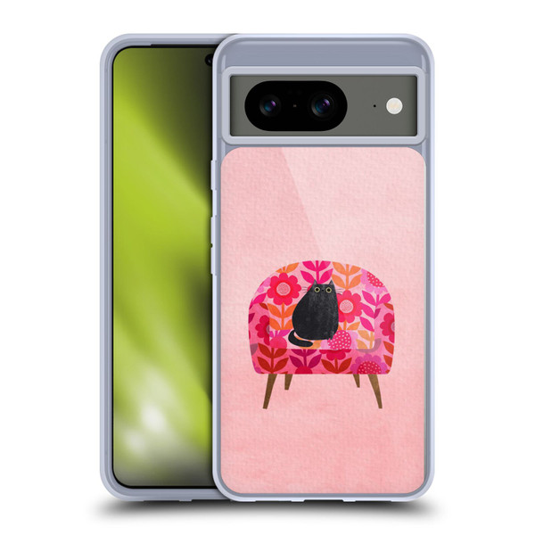 Planet Cat Arm Chair Red Chair Cat Soft Gel Case for Google Pixel 8