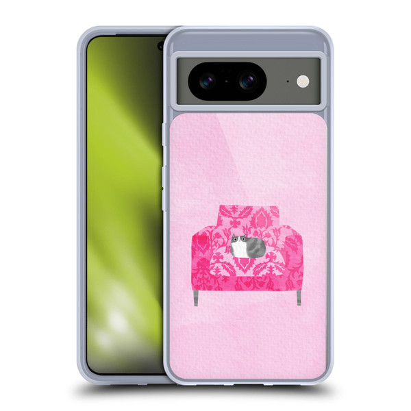 Planet Cat Arm Chair Rose Chair Cat Soft Gel Case for Google Pixel 8