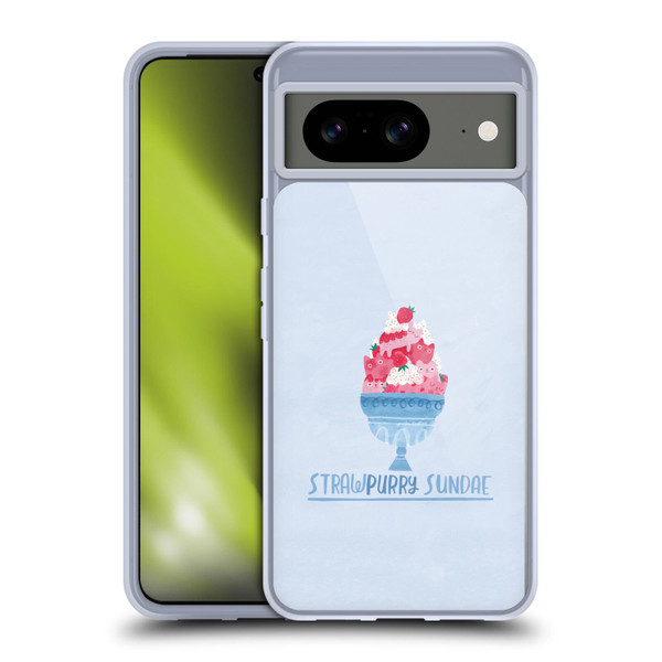 Planet Cat Puns Strawpurry Sundae Soft Gel Case for Google Pixel 8