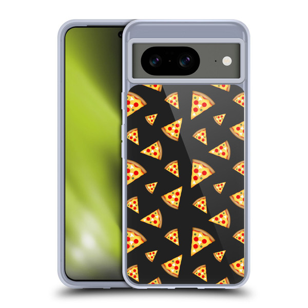 PLdesign Food Patterns Cool Fun Pizza Slices Black Soft Gel Case for Google Pixel 8