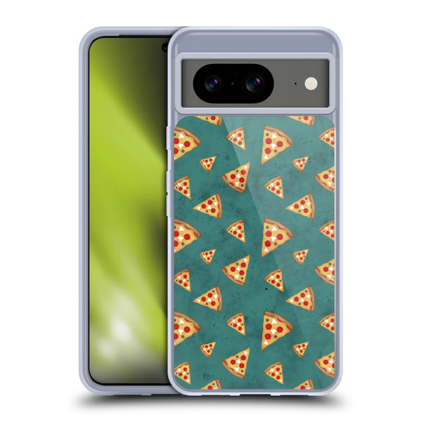 PLdesign Food Patterns Cool Fun Pizza Slices Teal Soft Gel Case for Google Pixel 8