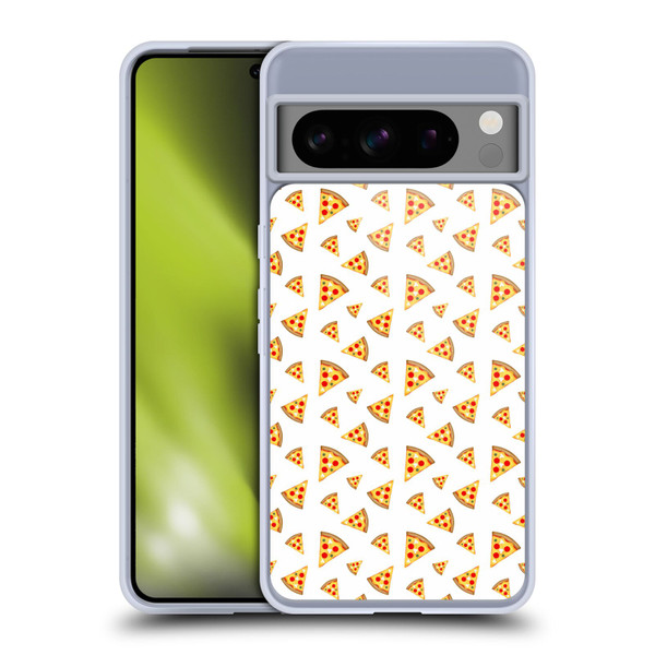 PLdesign Food Patterns Cool Fun Pizza Slices White Soft Gel Case for Google Pixel 8 Pro