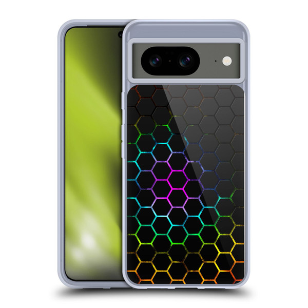 PLdesign Geometric Patterns Honeycomb Spectrum Soft Gel Case for Google Pixel 8