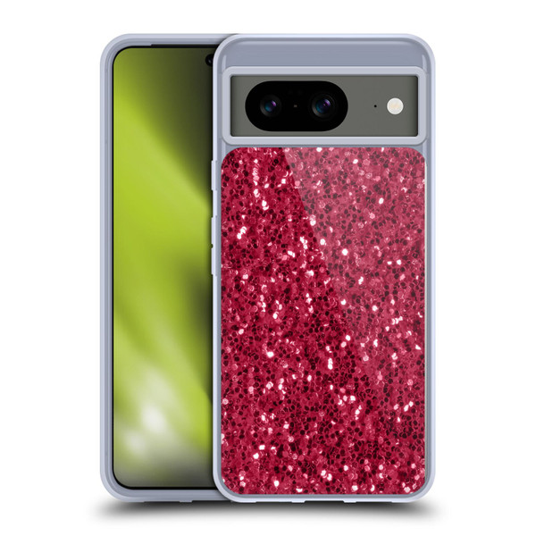 PLdesign Sparkle Prints Dark Pink Red Soft Gel Case for Google Pixel 8