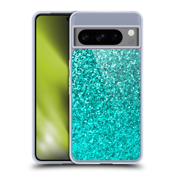 PLdesign Sparkle Prints Aqua Blue Soft Gel Case for Google Pixel 8 Pro